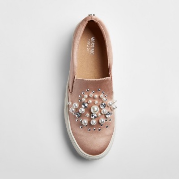 Mossimo Raquel Pink Satin Jeweled Pearl Sneakers - Picture 3 of 6